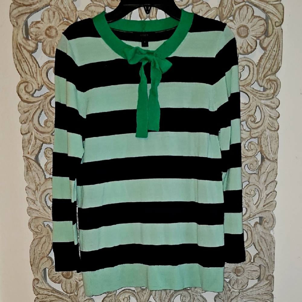 J. Crew Striped Sweater with Bow